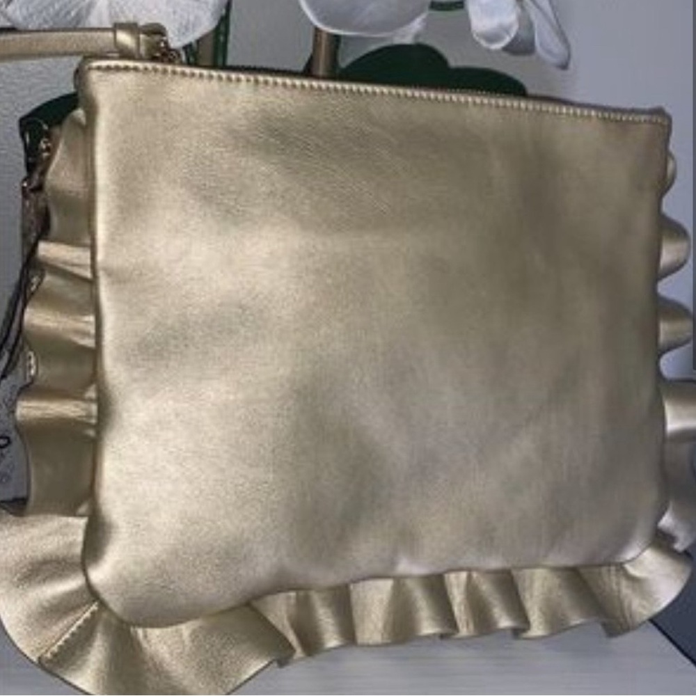 Elegant Gold Ruffle Clutch
